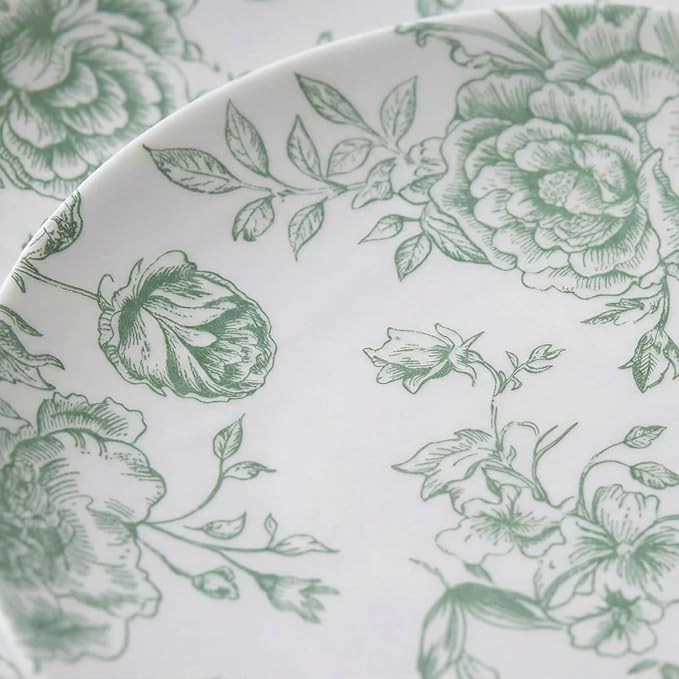Efavormart 10-Pack French Toile Plastic Dessert Plates – Sage Green & White - Image 5