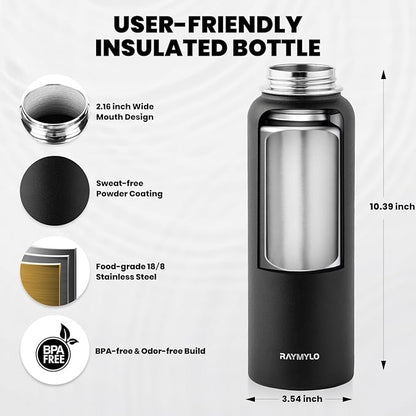 RAYMYLO Insulated Water Bottle 40 oz, Triple Wall Vacuum Stainless Steel | - Image 5
