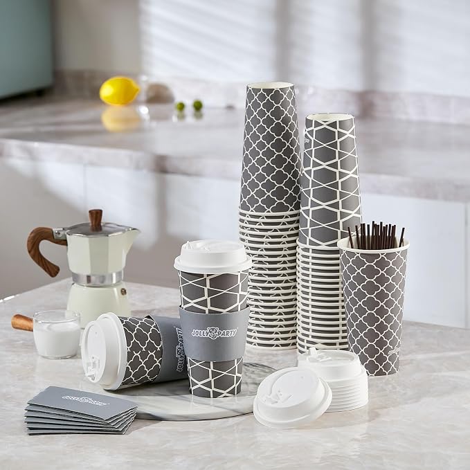 JOLLY PARTY 20 oz Paper Coffee Cups, Disposable Coffee Cups - Image 3
