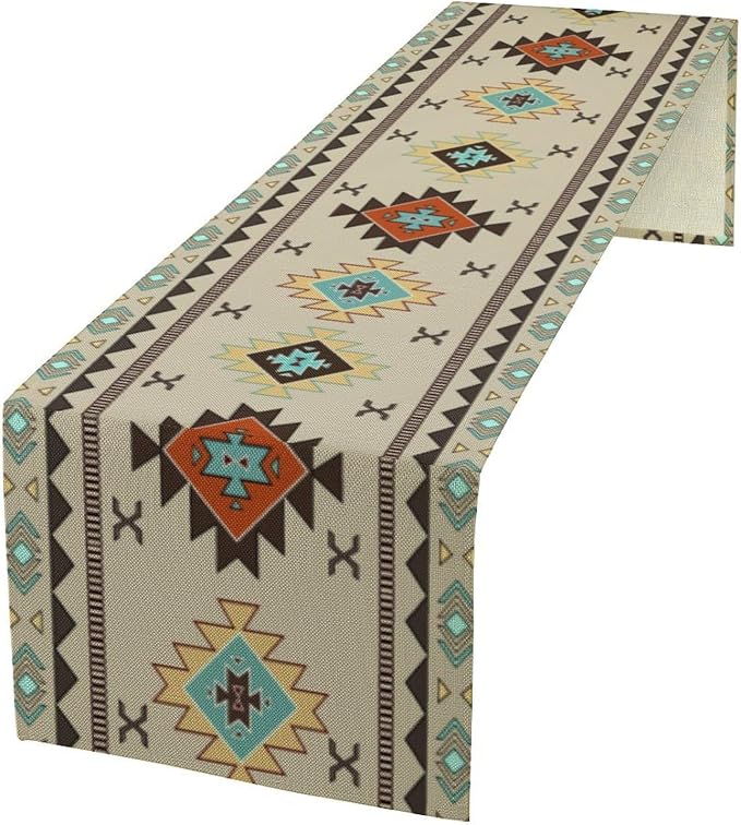 Aztec Southwest Table Runner, Ethnic Style Design Geometric Table Runners by Yearn+Jear