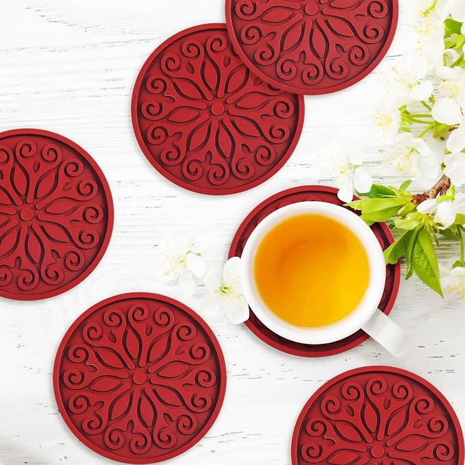 Coasters for Drinks, Resistant Reusable Silicone Coasters - Image 2
