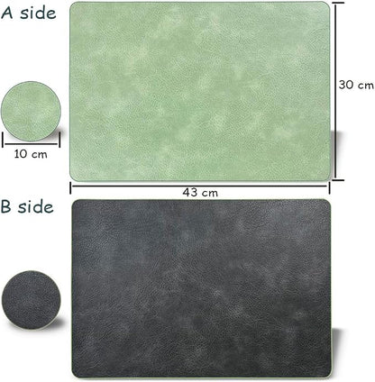Sage Green Place Mats and Coaster Sets, Faux Leather Effect Place Mats - Image 5