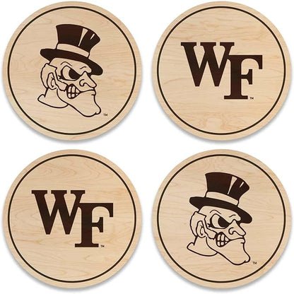 LazerEdge Wake Forest Demon Deacons Wooden Coaster Set - Maple Wood - Officially Licensed Product - 4-Pack