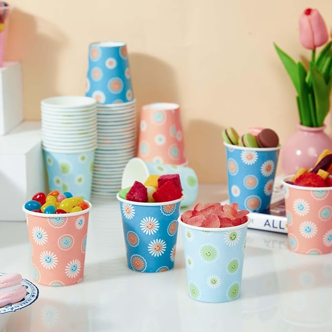 SIUQ 600 Pack 5 oz Paper Cups Disposable Small Bathroom Mouthwash Cups | Daisy - Image 9