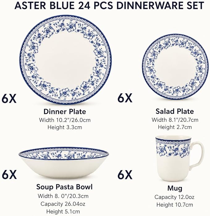 24-Piece Porcelain Dinnerware Set - Image 2