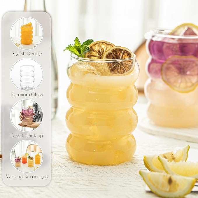 KEMORELA 18oz Wave Shape Beverage Glasses - Image 5