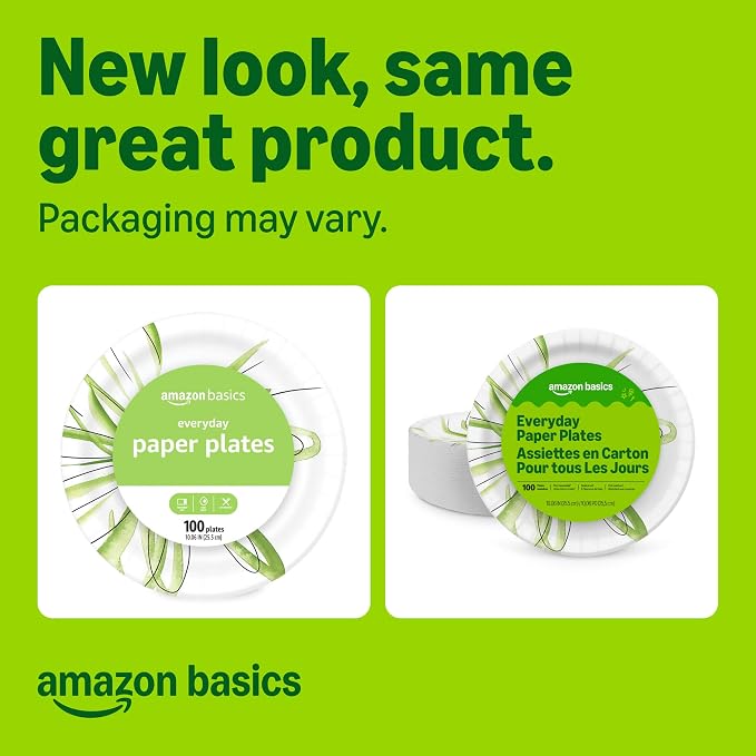 Amazon Basics Everyday Paper Plates, 10 Inch, Disposable, Packaging May Vary - Image 2