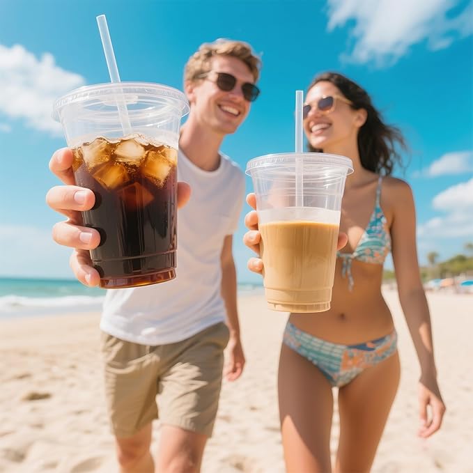Ginkgo 50 Pack 20 oz Plastic Iced Coffee Cups - Image 5