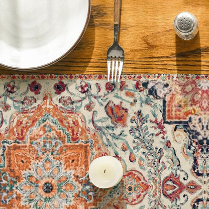 Artoid Mode Boho Bohemia Style Orange Table Runner, Country Rustic Farmhouse - Image 7