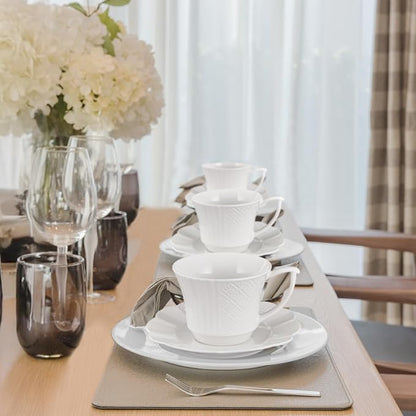 12 Pieces 6 oz Tea Cup and Saucer Set, Cappuccino Latte Americano Coffee Cup - Image 2