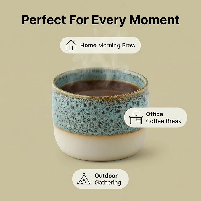 Ceramic Espresso Cups 3oz Small Modern Coffee Cup Thick Walled, Handleless - Image 2