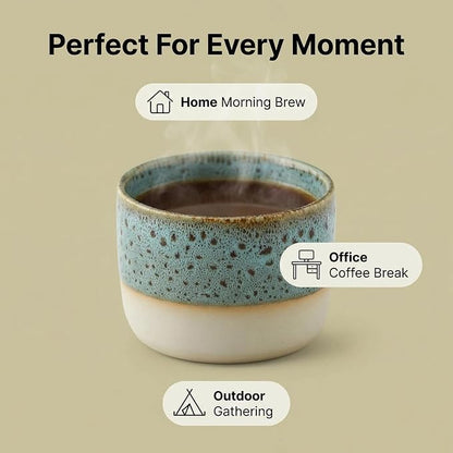 Ceramic Espresso Cups 3oz Small Modern Coffee Cup Thick Walled, Handleless - Image 2