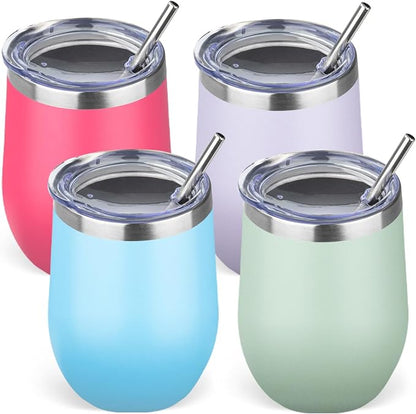 12oz/4 Pack Stainless Steel Wine Tumbler by GUDEMAO