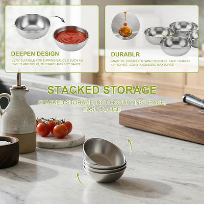 tifanso 8PCS Small Stainless Steel Dipping Bowls - Image 4