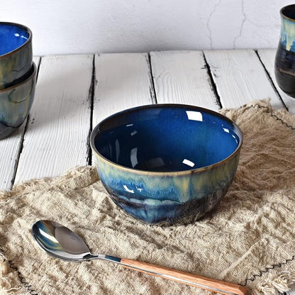Stoneware Cereal Bowls Set of 4, 26 Oz, Dishwasher and Microwave Safe, Reactive - Image 5