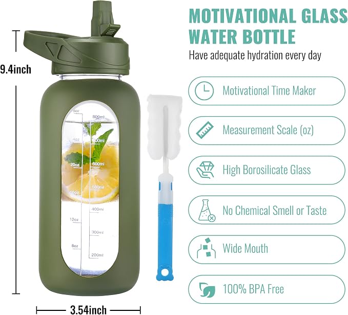 CIVAGO 32 oz Glass Water Bottle - Image 2