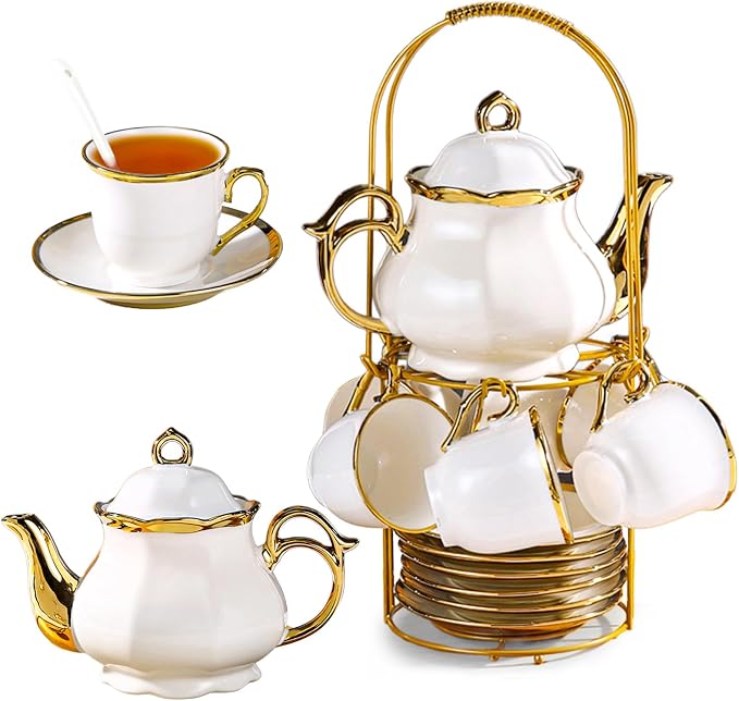 20-Piece Porcelain Tea Sets for Adults, British Style Tea Party Sets for 6 by LYTDMSKY