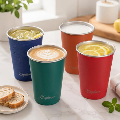 16 oz Stainless Steel Cups, Metal Drinking Glasses - Image 8