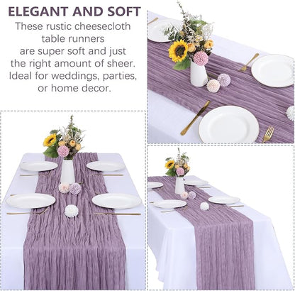 6 Pack Grape Purple Cheesecloth Table Runner 35 x 120 Inch | Boho Gauze Fabric - Image 5