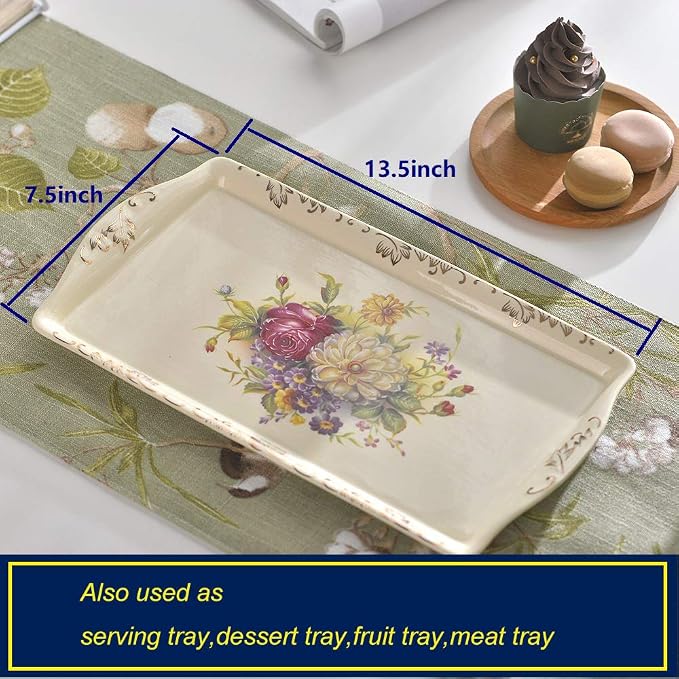 YOLIFE Porcelain Tea Set, Ivory Vintage Flowering Shrubs Teaset | 4 Teacups - Image 4