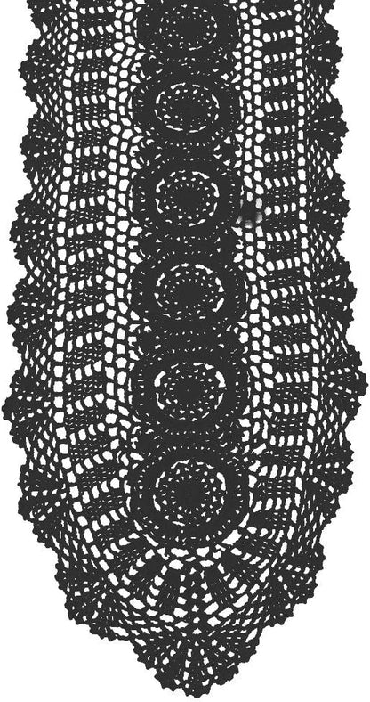 Cotton Handmade Crochet Lace Oval Table Runner Black 12x72 Inch by KEPSWET