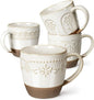 Artena Ceramic Coffee Mugs Set of 4, 16oz Embossed Large Latte Mugs Coffee Cups by Artena
