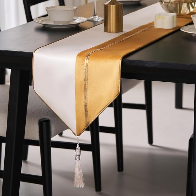 Avigers Table Runner 12 x 108 Inch, Tassels | Faux Silk double-layer accent by Avigers