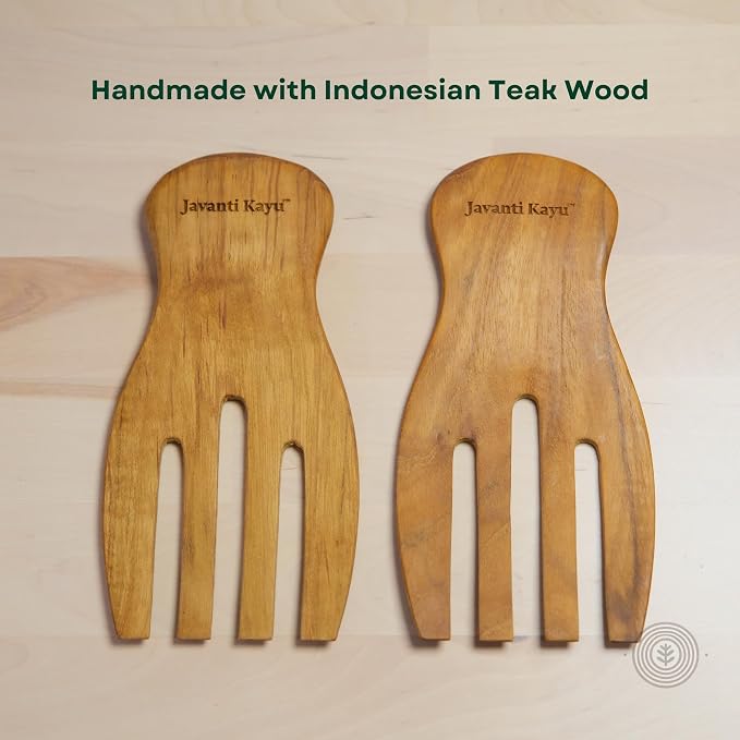 Teak Wooden Salad Hands – Premium Handmade Salad Servers & Stirrers – Solid - Image 2