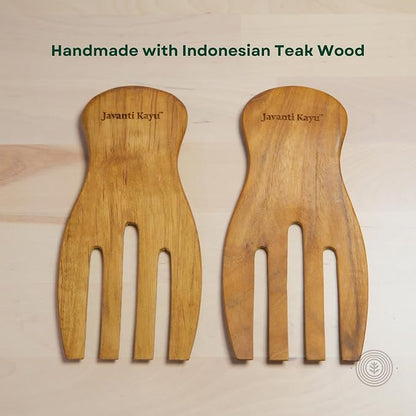 Teak Wooden Salad Hands – Premium Handmade Salad Servers & Stirrers – Solid - Image 2