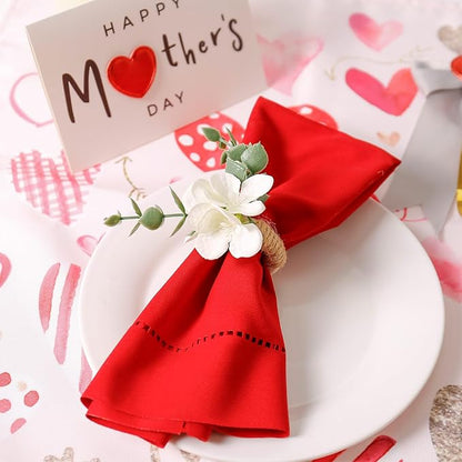 Handmade Floral Napkin Rings, Hydrangea & Eucalyptus Leaf Spring Decoration - Image 2