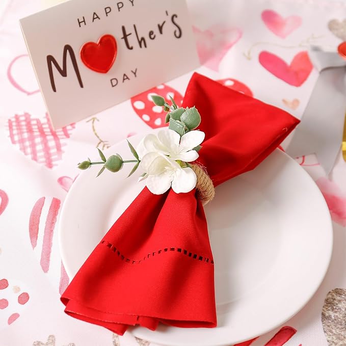 Handmade Floral Napkin Rings, Hydrangea & Eucalyptus Leaf Spring Decoration - Image 2