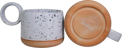 Bossa Stoneware Ceramic Cappuccino Cup 8oz White Set of 2 | Handcrafted - Image 6