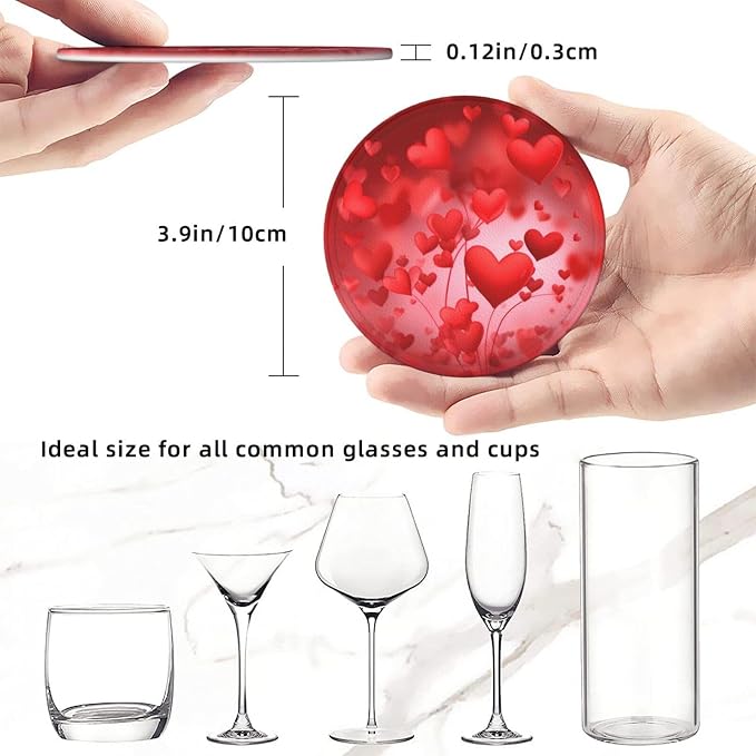 Valentine's Day Heart Balloon Love Leather Coasters Set of 6 - Image 3