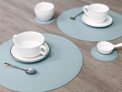Faux Leather Round Placemats and Coasters, Coffee Mats Kitchen Table Mats - Image 9