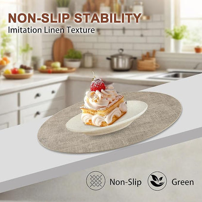 Round Faux Leather Placemats and Coasters, Reversible Heat Resistant Non-Slip - Image 4