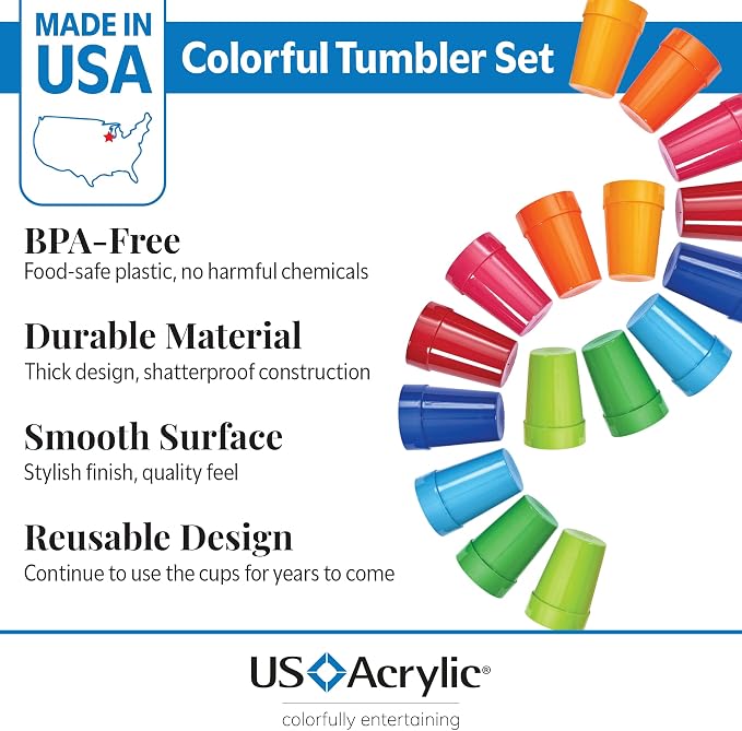 US Acrylic Spectrum Unbreakable Plastic 10 ounce Stackable Juice Tumblers in 8 - Image 5