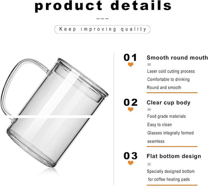 LUXU Glass Coffee Mugs, 27oz Large Glass Coffee Cups Clear Glass Tea Cups - Image 4