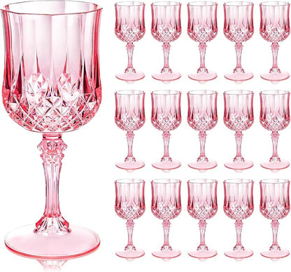 Ciaell 24 Pack Pink Plastic Wine Glasses by Ciaell