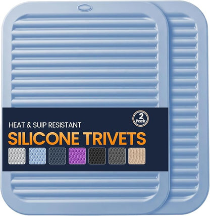 Silicone Trivet Mats 2 Heat Resistant Pot Holders Multipurpose Non-Slip Hot Pads by Unknown