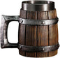 Nordic Viking Mug, pirate Beer Cup, Wooden Barrel Beer Mug Stainless Steel Liner by KUUBEELAA
