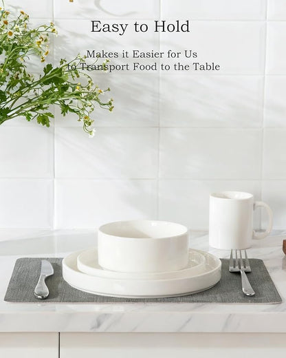 Sweejar Porcelain Dinnerware Sets for 4, 12 Pieces Ceramic Plates and Bowls Set, Classic Modern Simple Kitchen Dinner Dining Ware Set, Dishwasher and Microwave Safe Dishes Sets(Pure White)