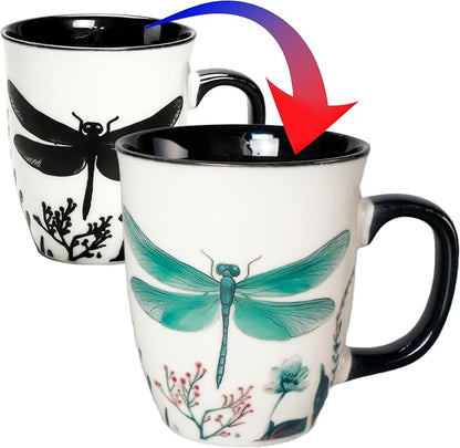 16 oz Dragonfly Coffee Mug, Color Changing Cup | Ceramic Coffee Cup, Heat by Asmwo
