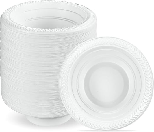 PLASTICPRO 800 PCS White Plastic Soup Bowls 12 oz Premium Quality Light Weight Dishes Disposable Plastic Bowls for Parties Weddings