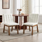 CIMOTA Modern Tufted Dining Chairs Set of 2 for Kitchen, Farmhouse White Linen Fabric Kitchen & Dining Room Side Chairs with Cushion Back, Oak Wooden Frame, Thickened Upholstered