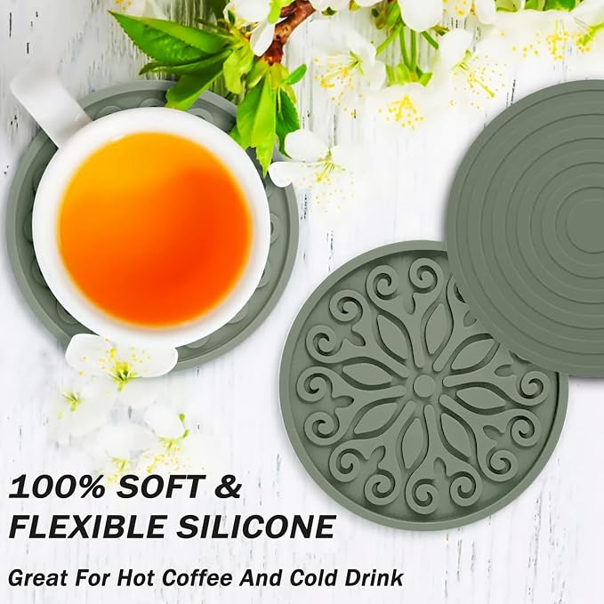 Silicone Coasters for Drinks, Resistant Reusable Drink Coasters-Great Gift for - Image 2