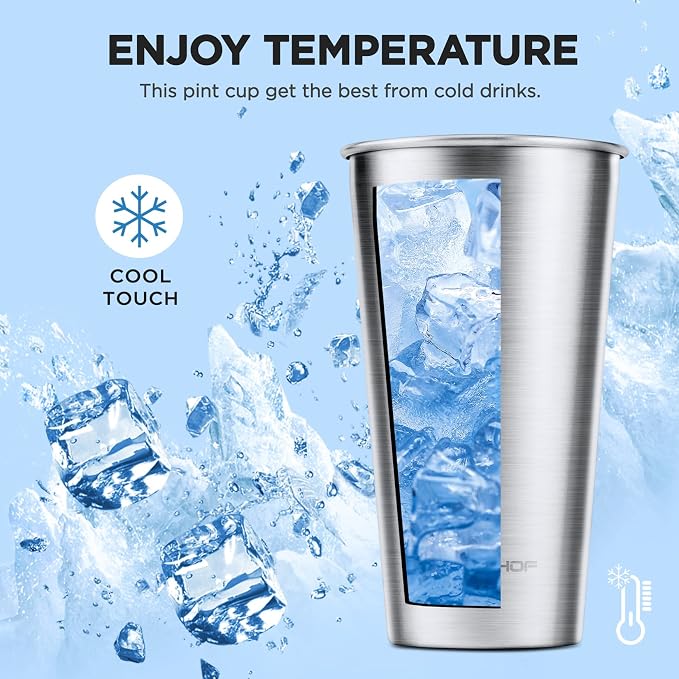 HAUSHOF Stainless Steel Cups, 20oz Stacking Cups, Unbreakable, 4 Pack | 18/8 - Image 7