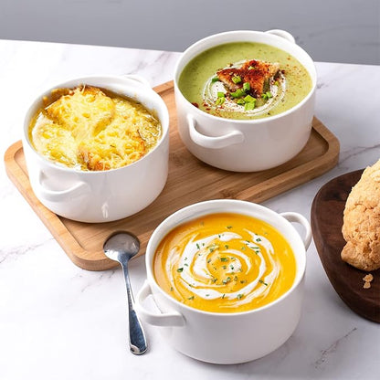 DELLING Soup Bowls with Handles Set of 6, 24 Oz Ceramic French Onion Soup - Image 3