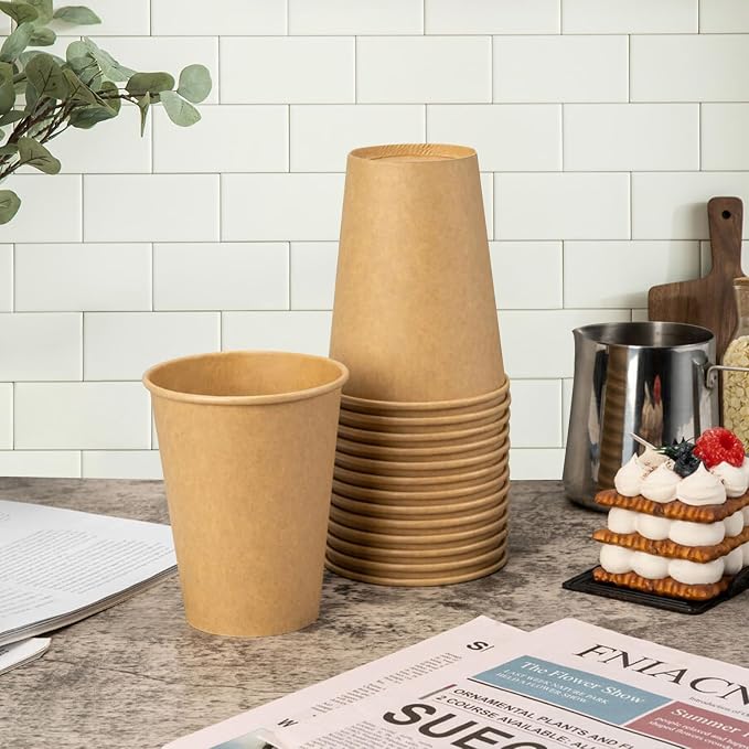 RACETOP 12 oz 300 Pack Kraft Unbleached Disposable Coffee Cups | Natural Kraft - Image 4