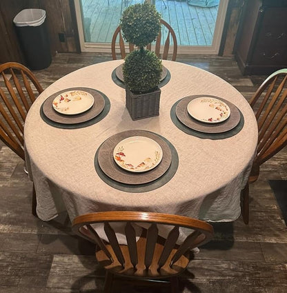 EVERLY 100% Pure Linen Round Tablecloths 108Inch Round Machine Washable Tablecloth for Thanksgiving,Decorative Halloween,Buffet Parties,Picnic,Events,Weddings and Restaurants-Natural Linen