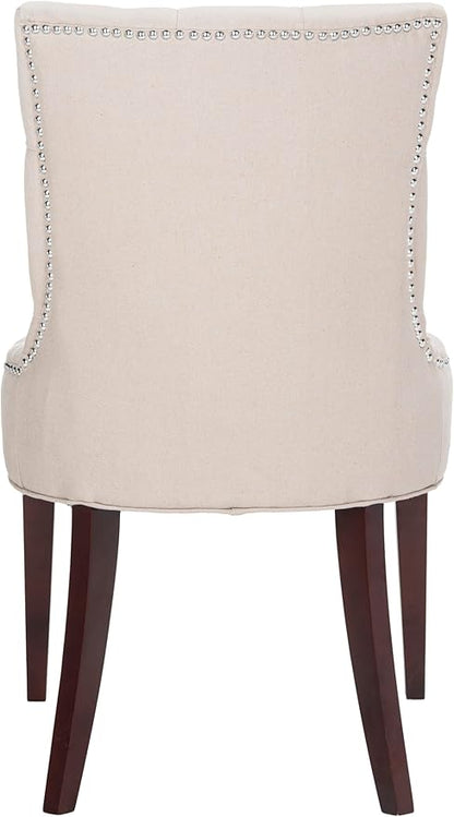 SAFAVIEH Home Collection - Amanda Tufted Upholstered Taupe Dining Chair Set of 2, Nailhead Trim, Classic Design (MCR4515A-SET2)